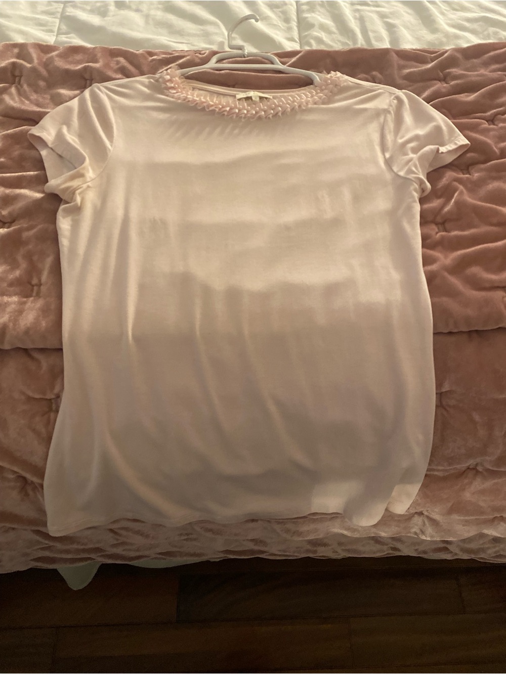 Ted Baker Women’s Pale Pink Short Sleeve Top with Decorative Neck